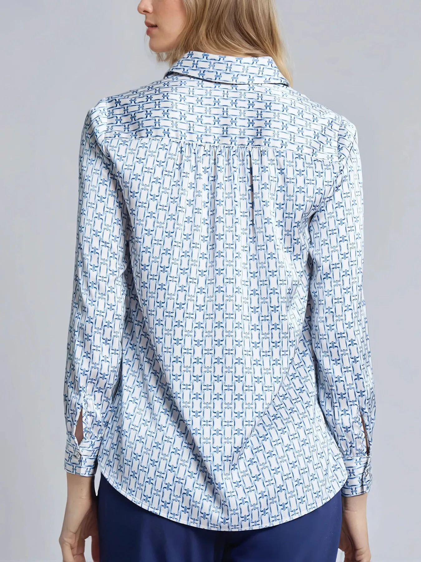 Long Sleeve Collared Popover Blouse, Printed Satin sold by Jones New York product image thumbnail 3