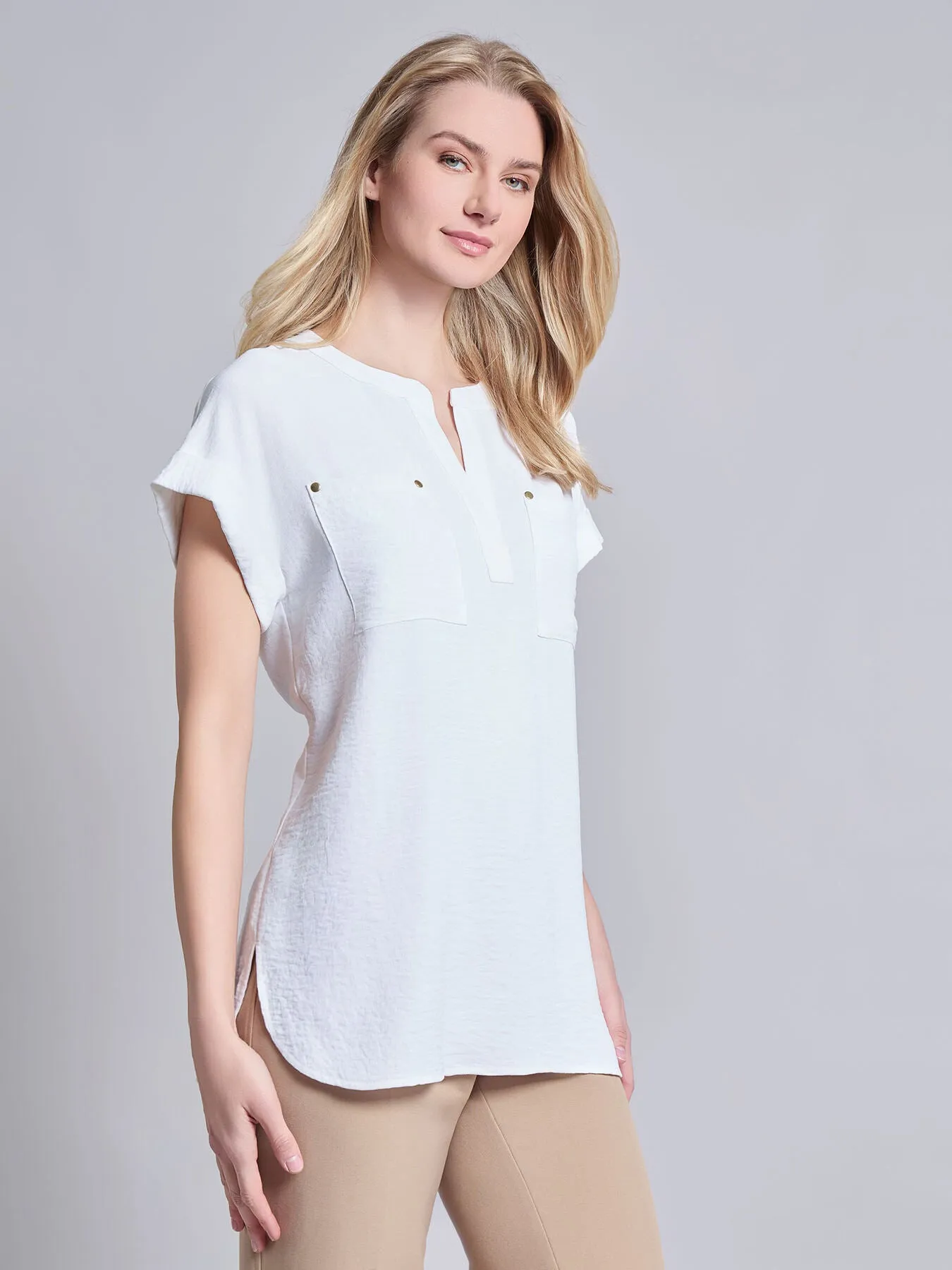 Split Neck Cap Sleeve Blouse sold by Jones New York product image thumbnail 3