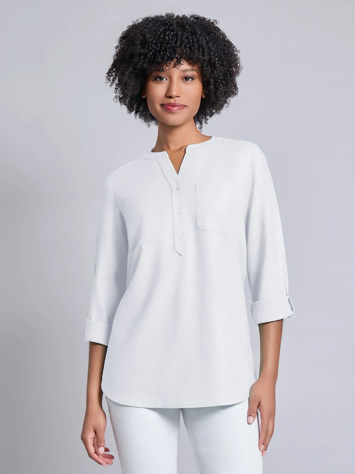 Button Front Tunic, Linen Blend sold by Jones New York