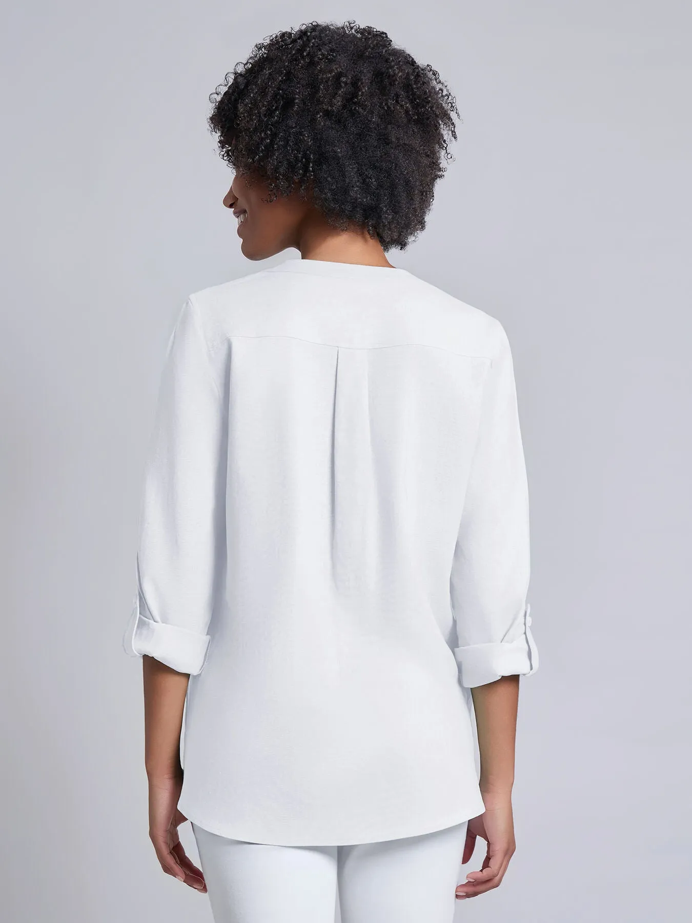 Button Front Tunic, Linen Blend sold by Jones New York product image thumbnail 3