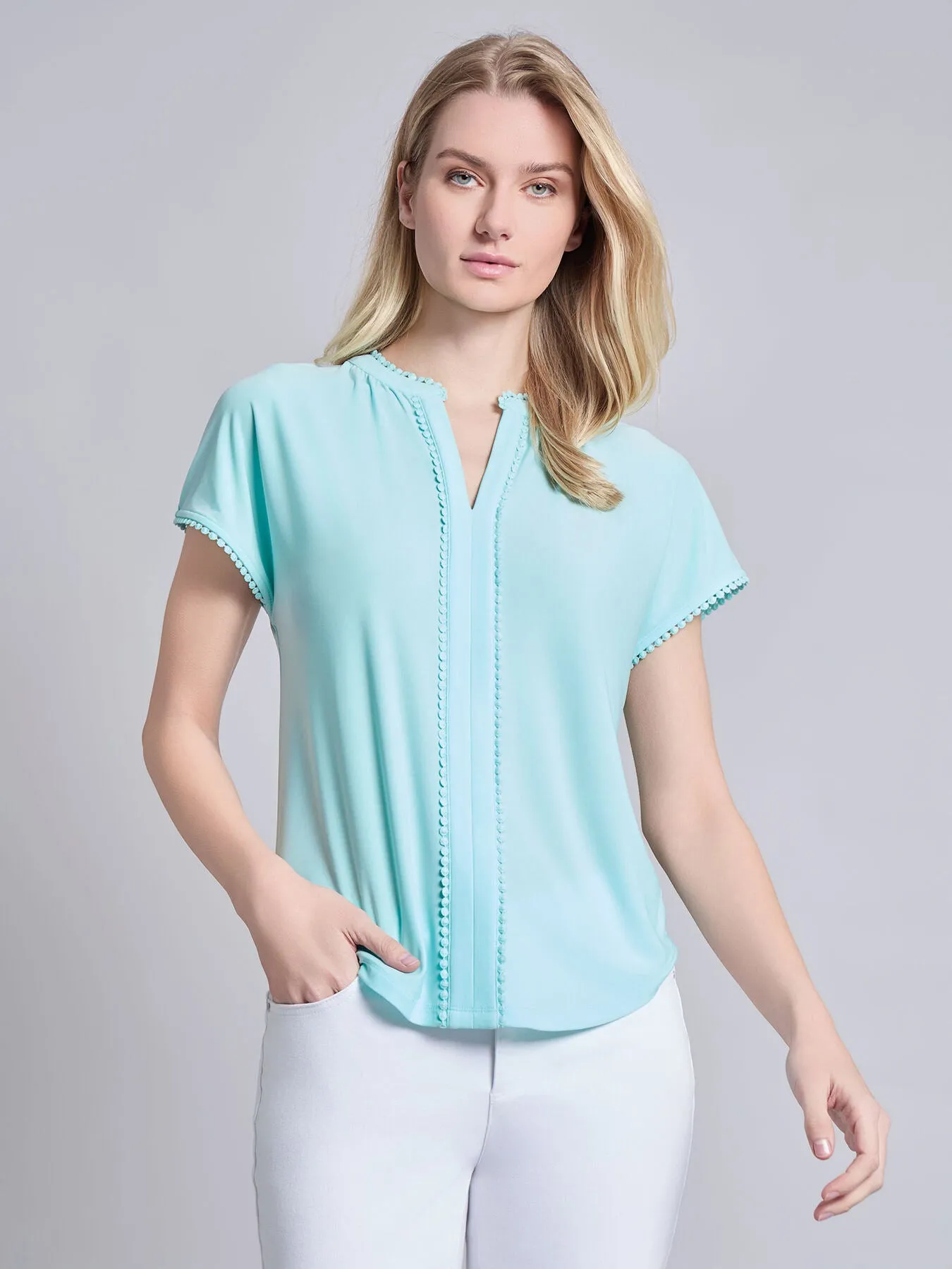 Petite Split Neck Top sold by Jones New York