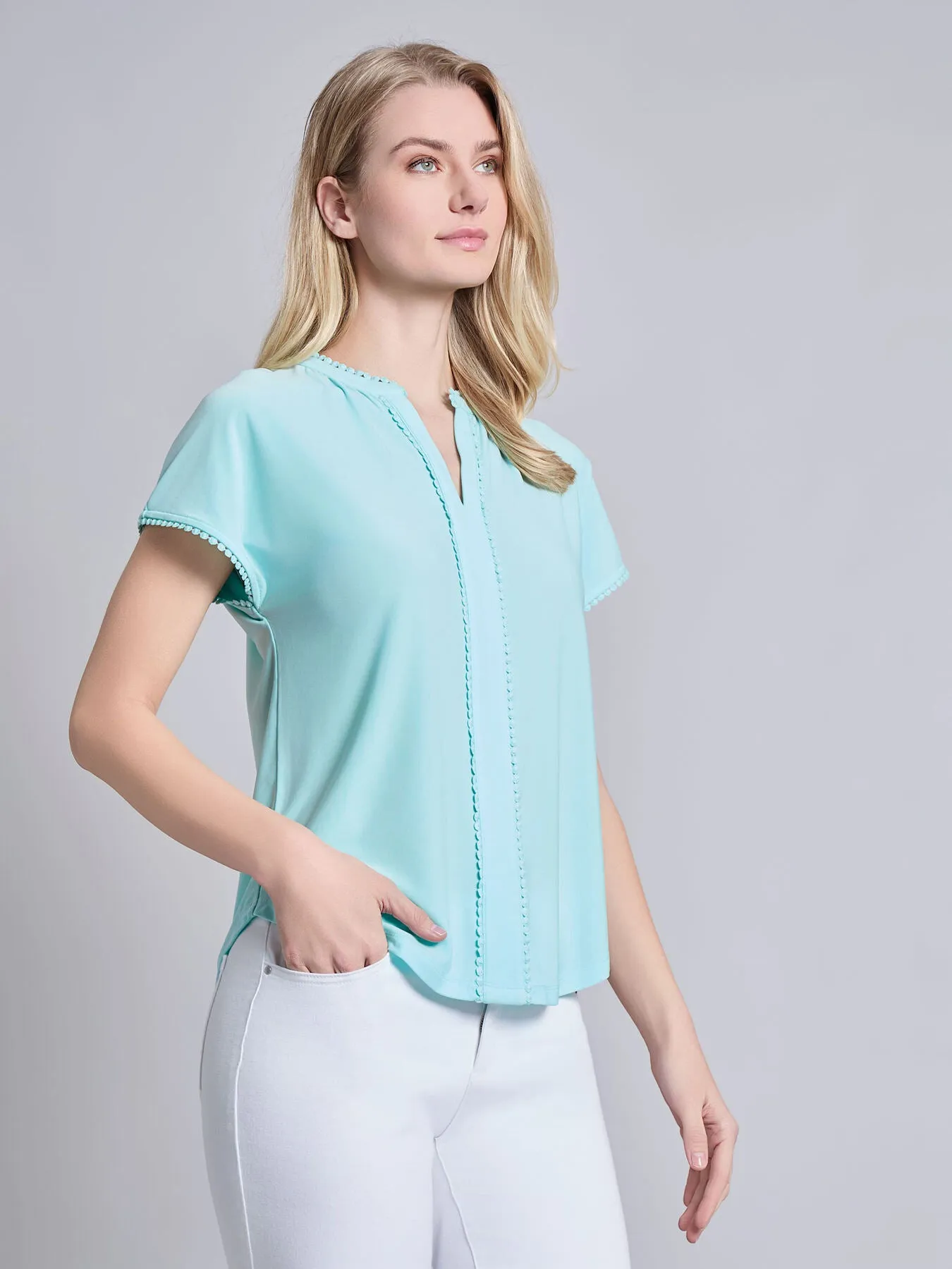 Petite Split Neck Top sold by Jones New York product image thumbnail 2
