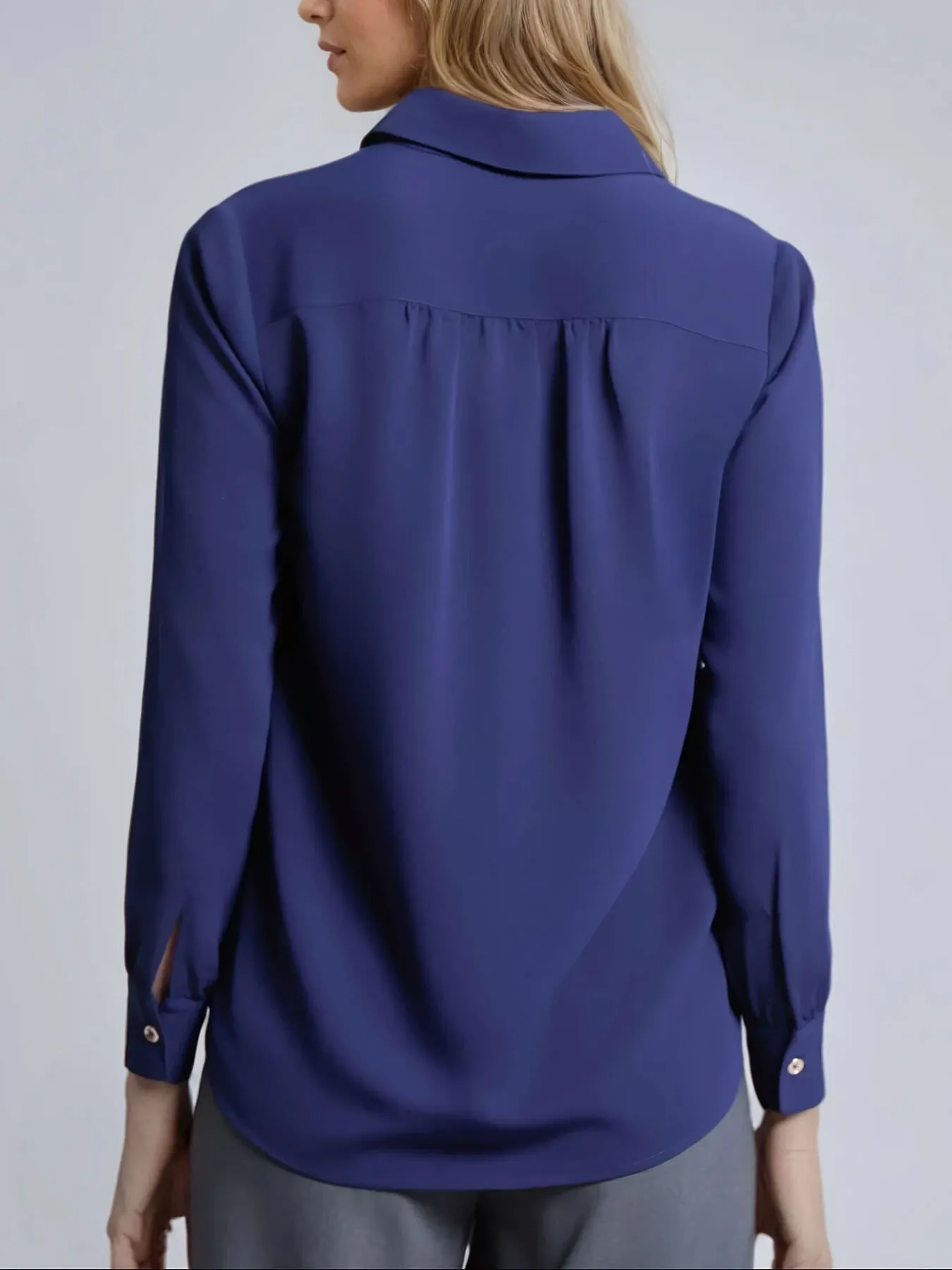Long Sleeve Collared Popover Blouse, Crepe De Chine sold by Jones New York product image thumbnail 3