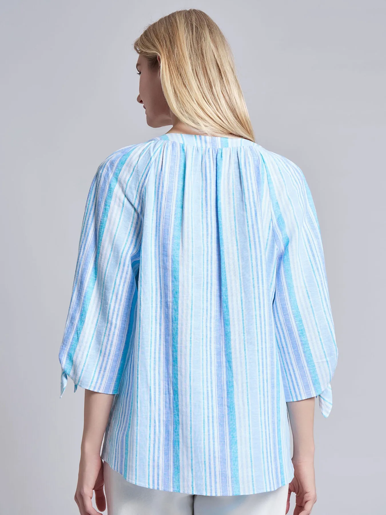 Petite Printed Long Sleeve Raglan Blouse, Linen sold by Jones New York product image thumbnail 4