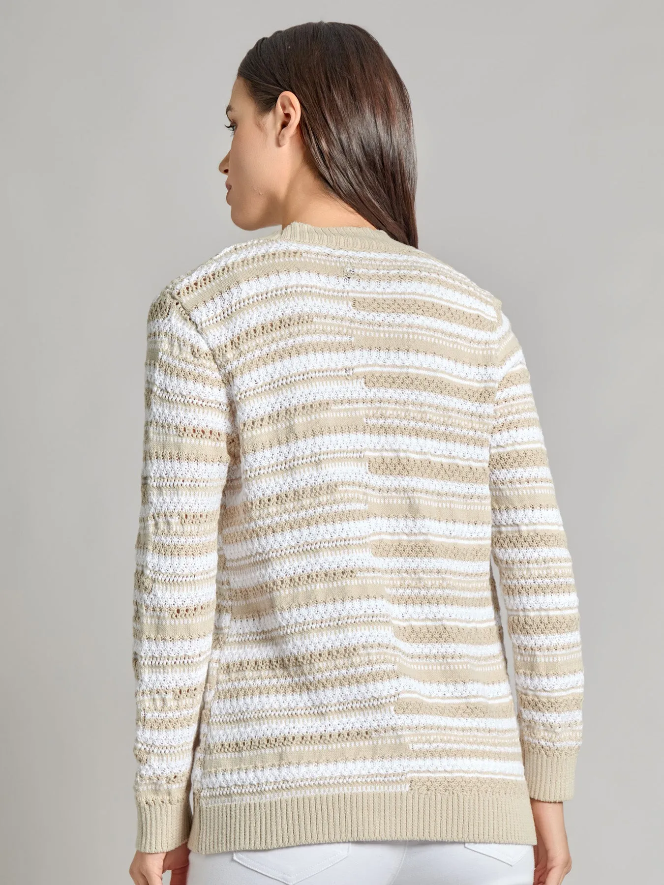 Open Front Textured Knit Cardigan sold by Jones New York product image thumbnail 3
