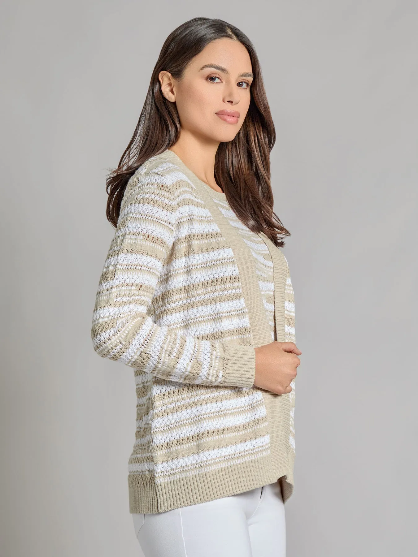 Open Front Textured Knit Cardigan sold by Jones New York product image thumbnail 2