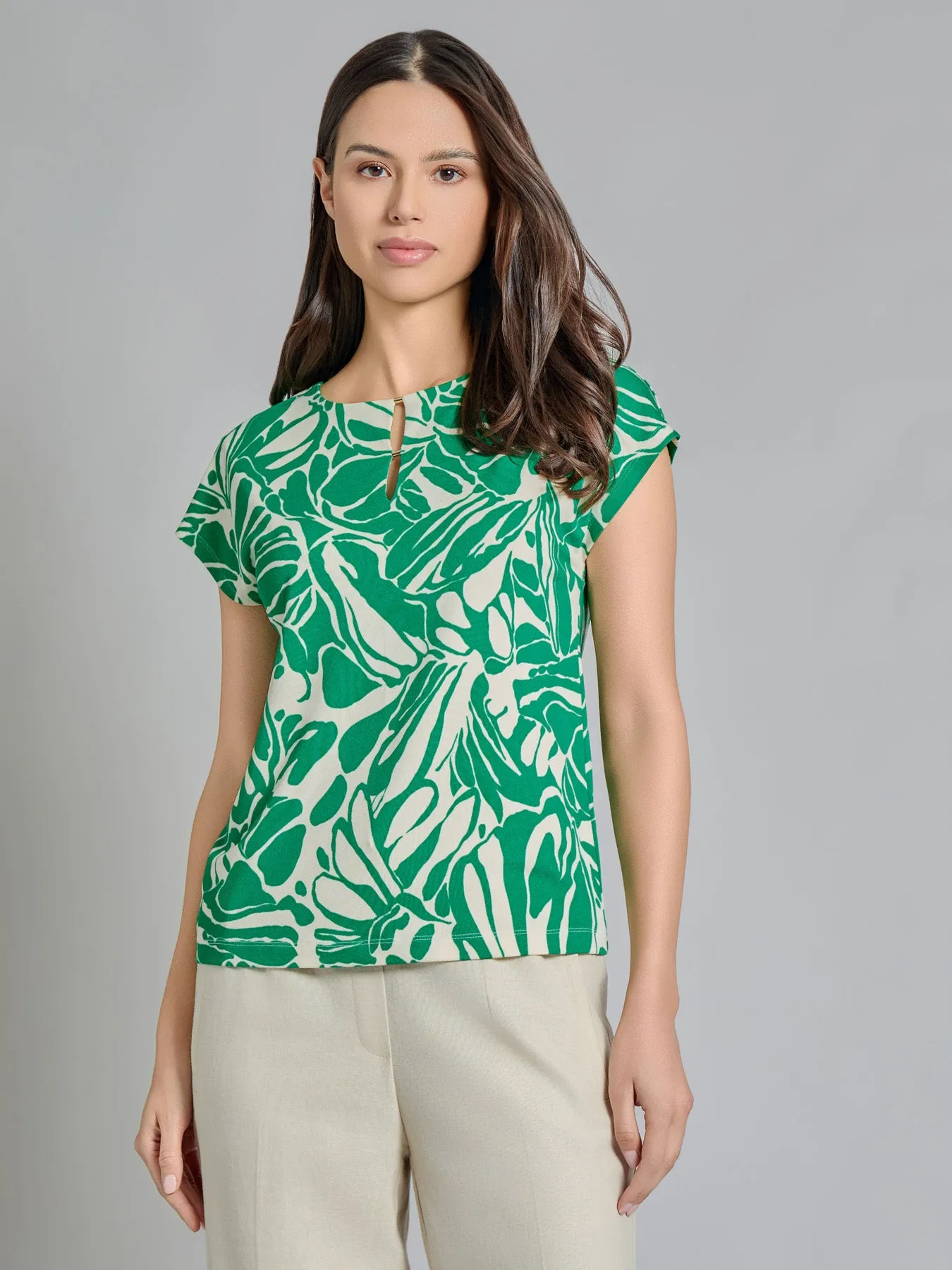 Drop Shoulder Keyhole Neckline Top sold by Jones New York
