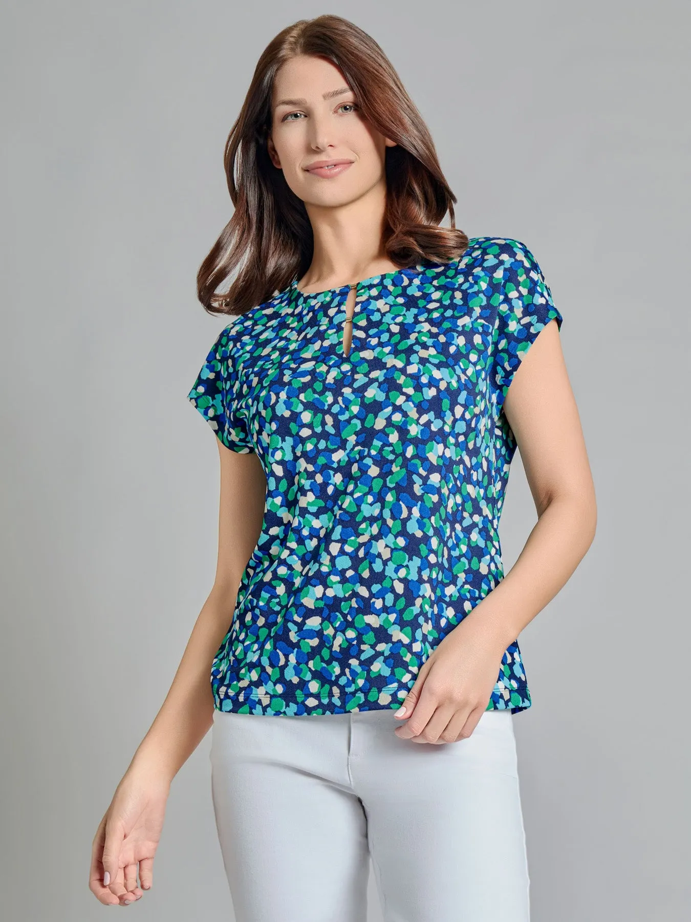 Drop Shoulder Keyhole Neckline Top sold by Jones New York