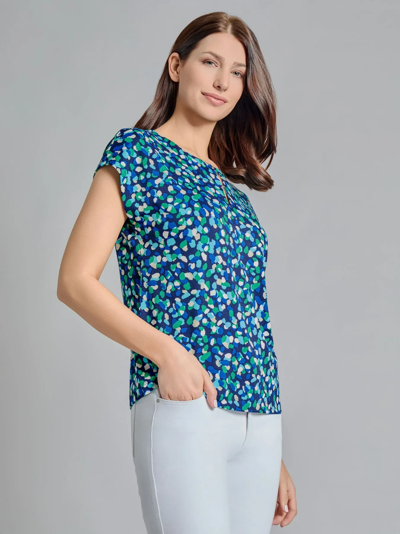 Drop Shoulder Keyhole Neckline Top sold by Jones New York product image thumbnail 2
