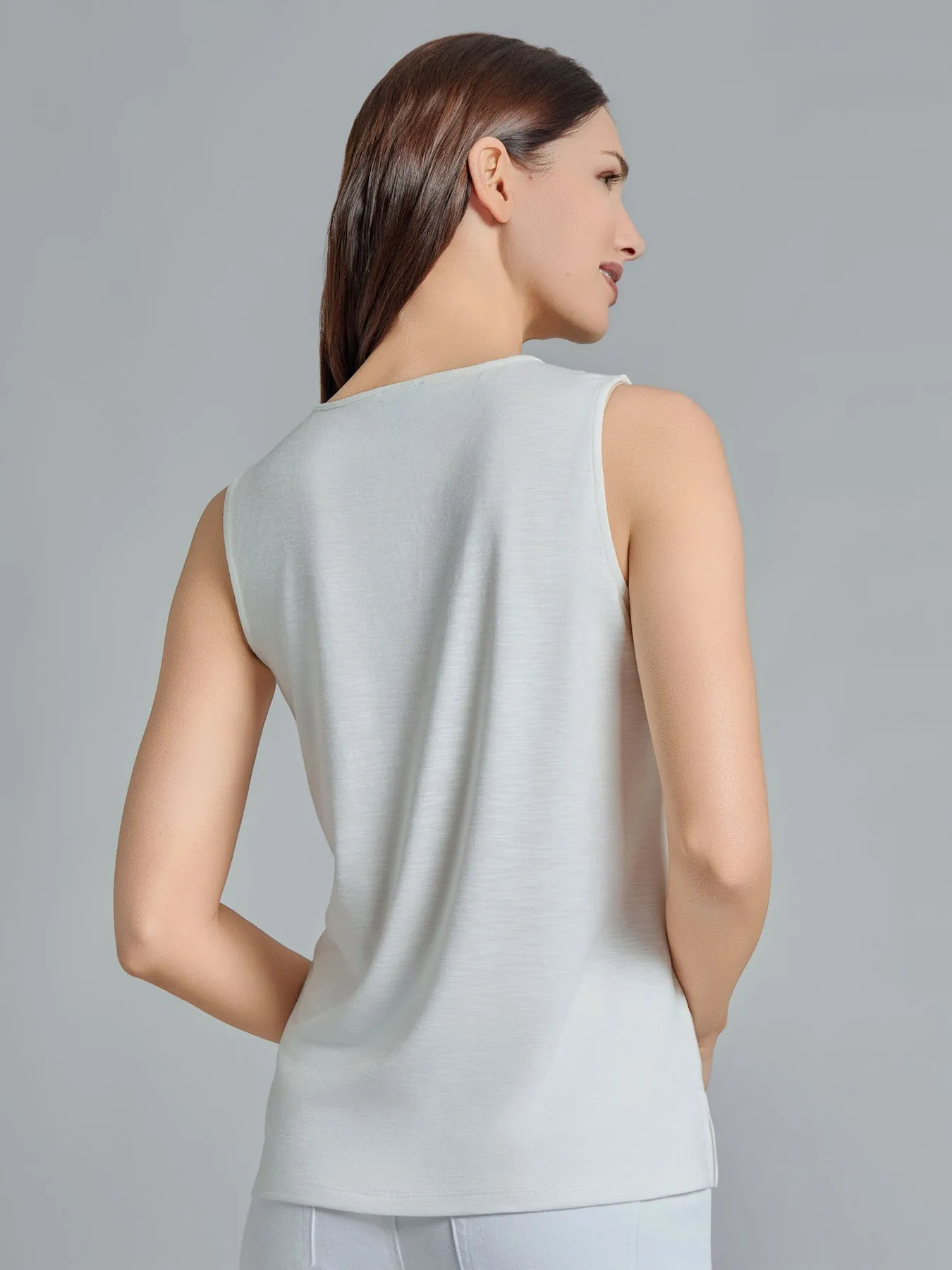 Split Neck Embroidered Tank Top sold by Jones New York product image thumbnail 3