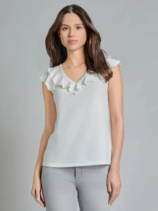 Ruffle V-Neck Tee made by Jones New York