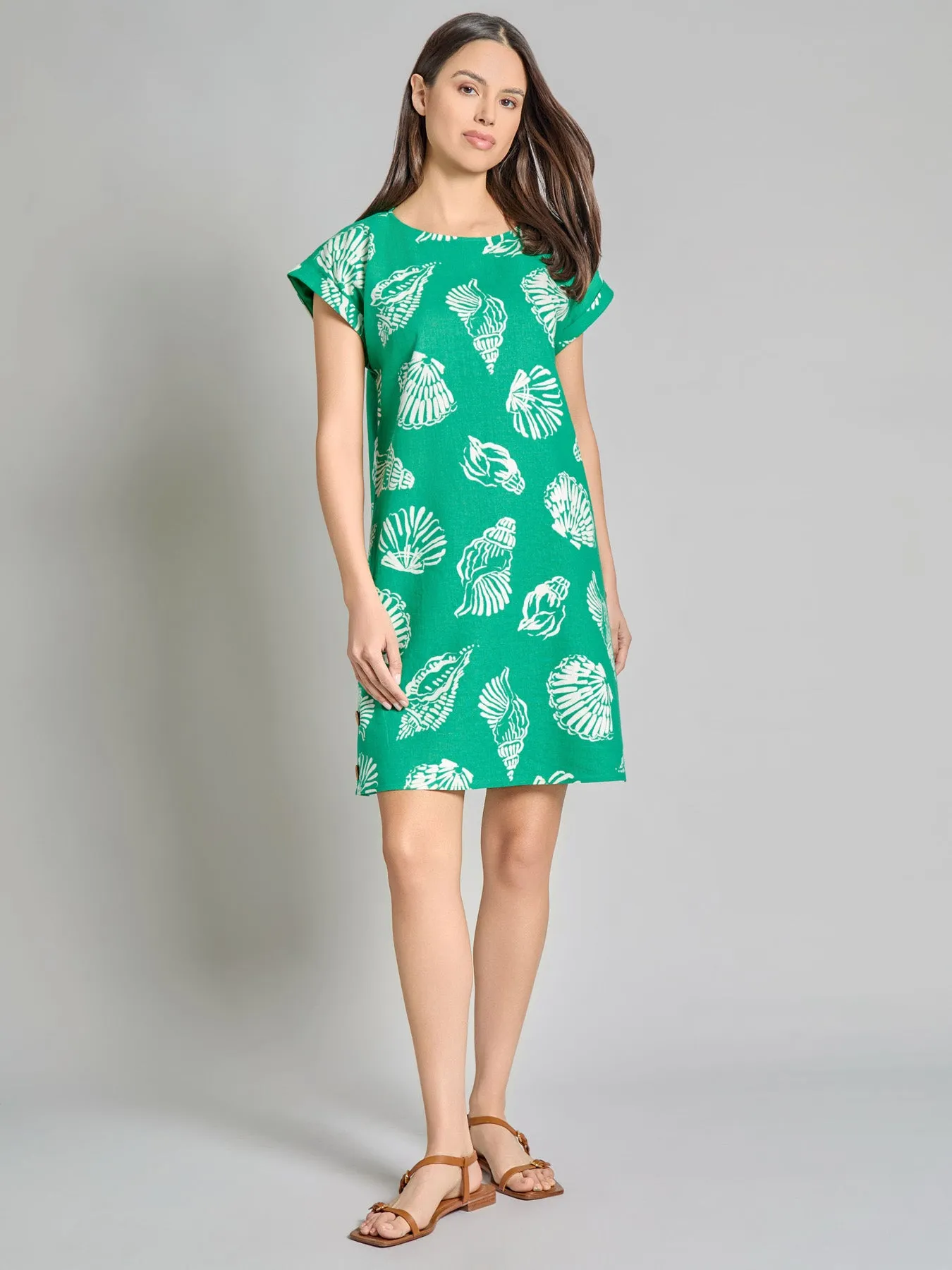Plus Short Sleeve Side Button Swing Dress, Linen Blend sold by Jones New York product image thumbnail 2