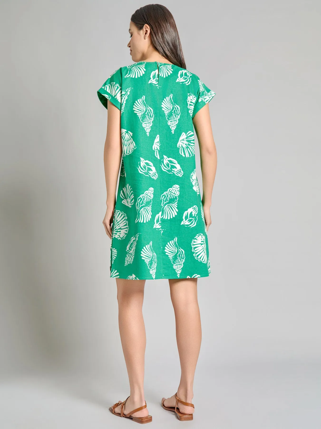 Plus Short Sleeve Side Button Swing Dress, Linen Blend sold by Jones New York product image thumbnail 4