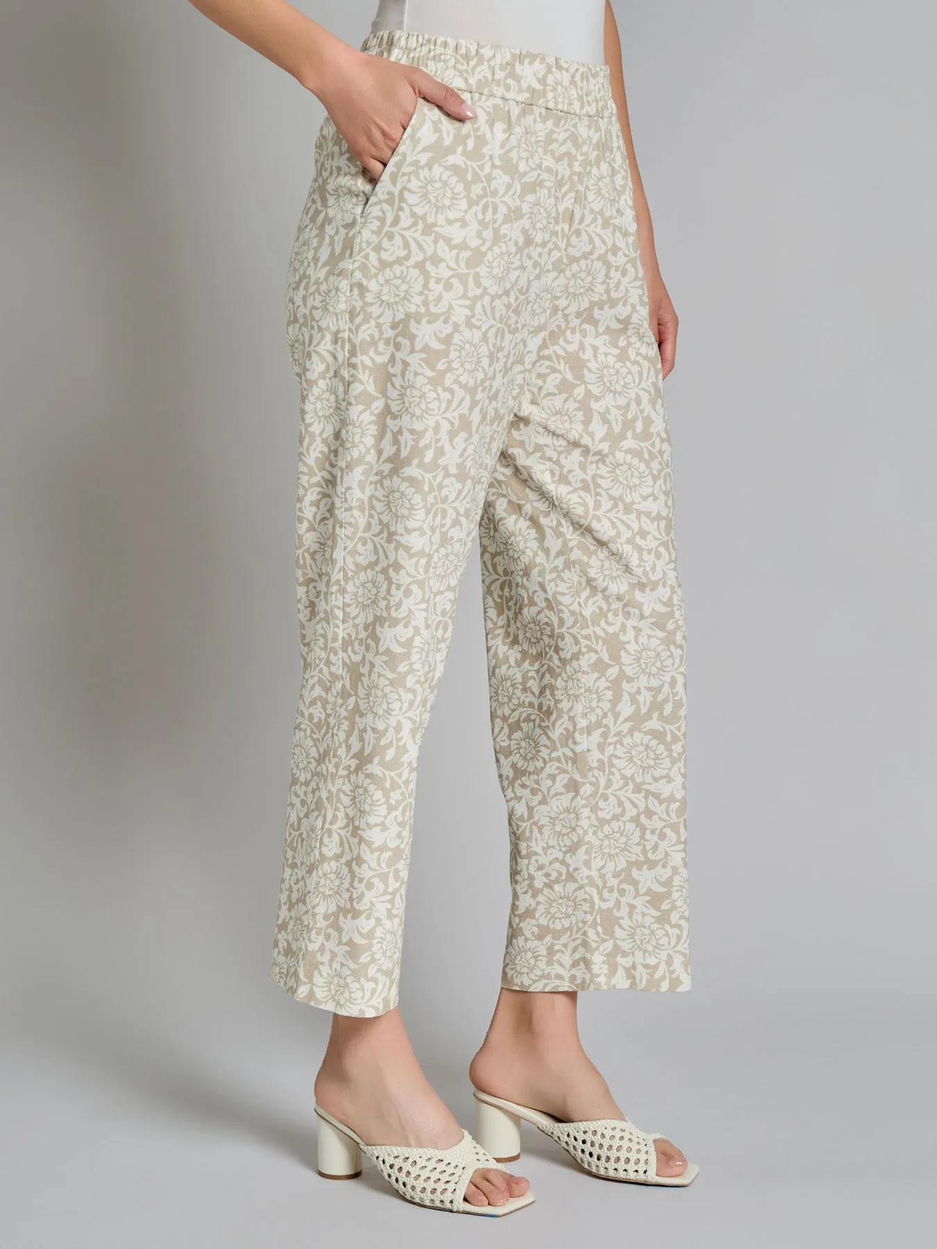 Print Pull-On Cropped Pants, Linen Blend sold by Jones New York product image thumbnail 2