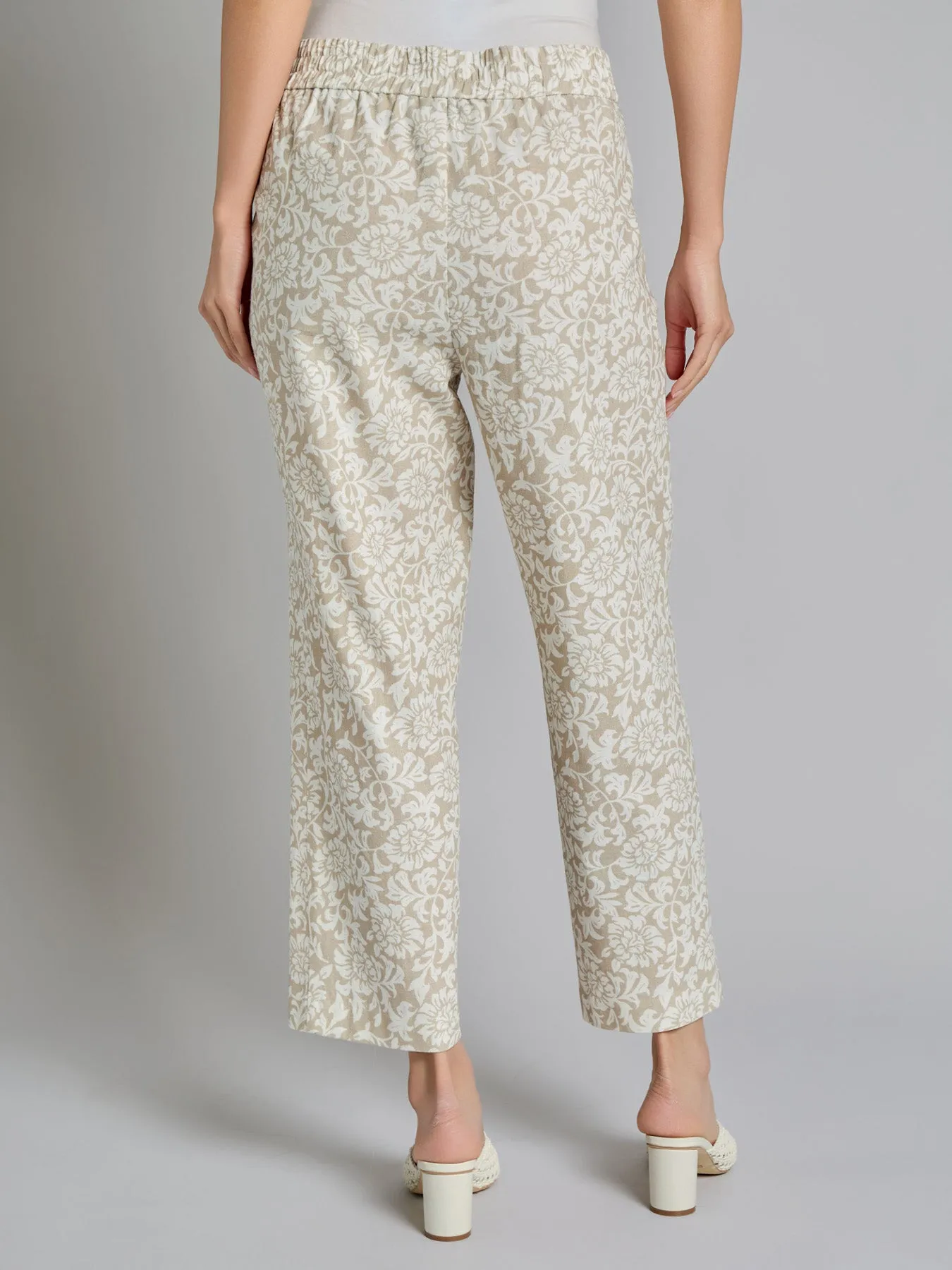 Print Pull-On Cropped Pants, Linen Blend sold by Jones New York product image thumbnail 3