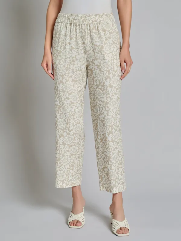 Print Pull-On Cropped Pants, Linen Blend sold by Jones New York