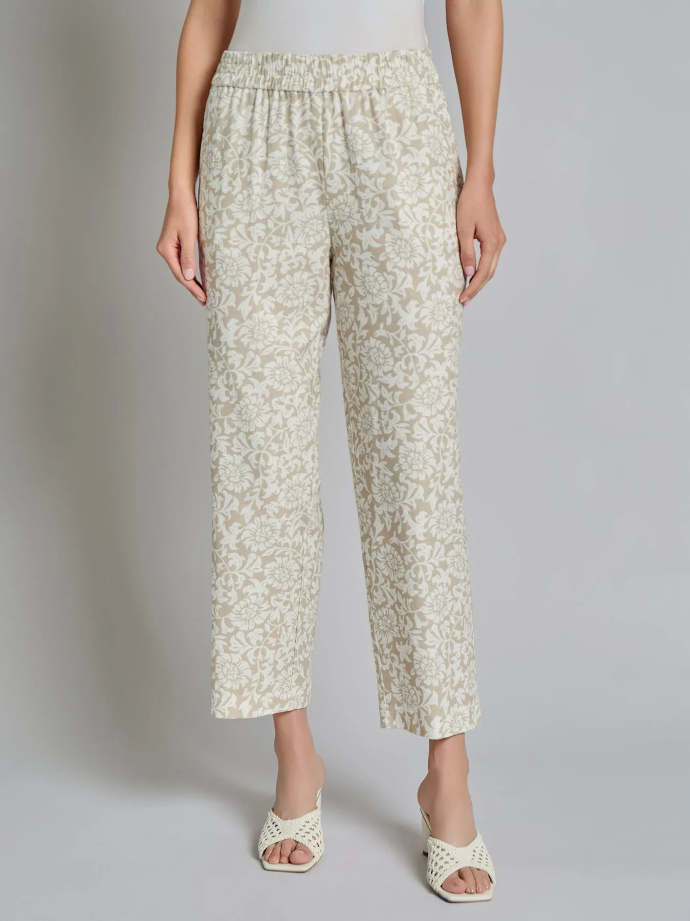 Print Pull-On Cropped Pants, Linen Blend sold by Jones New York