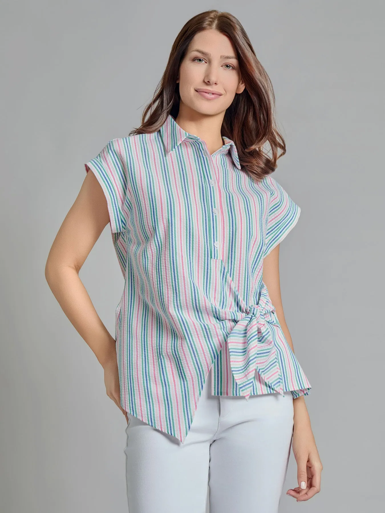 Button-Front Side Tie Blouse sold by Jones New York product image thumbnail 2