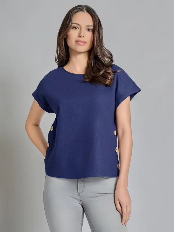 Petite Button Detail Blouse, Linen Blend sold by Jones New York