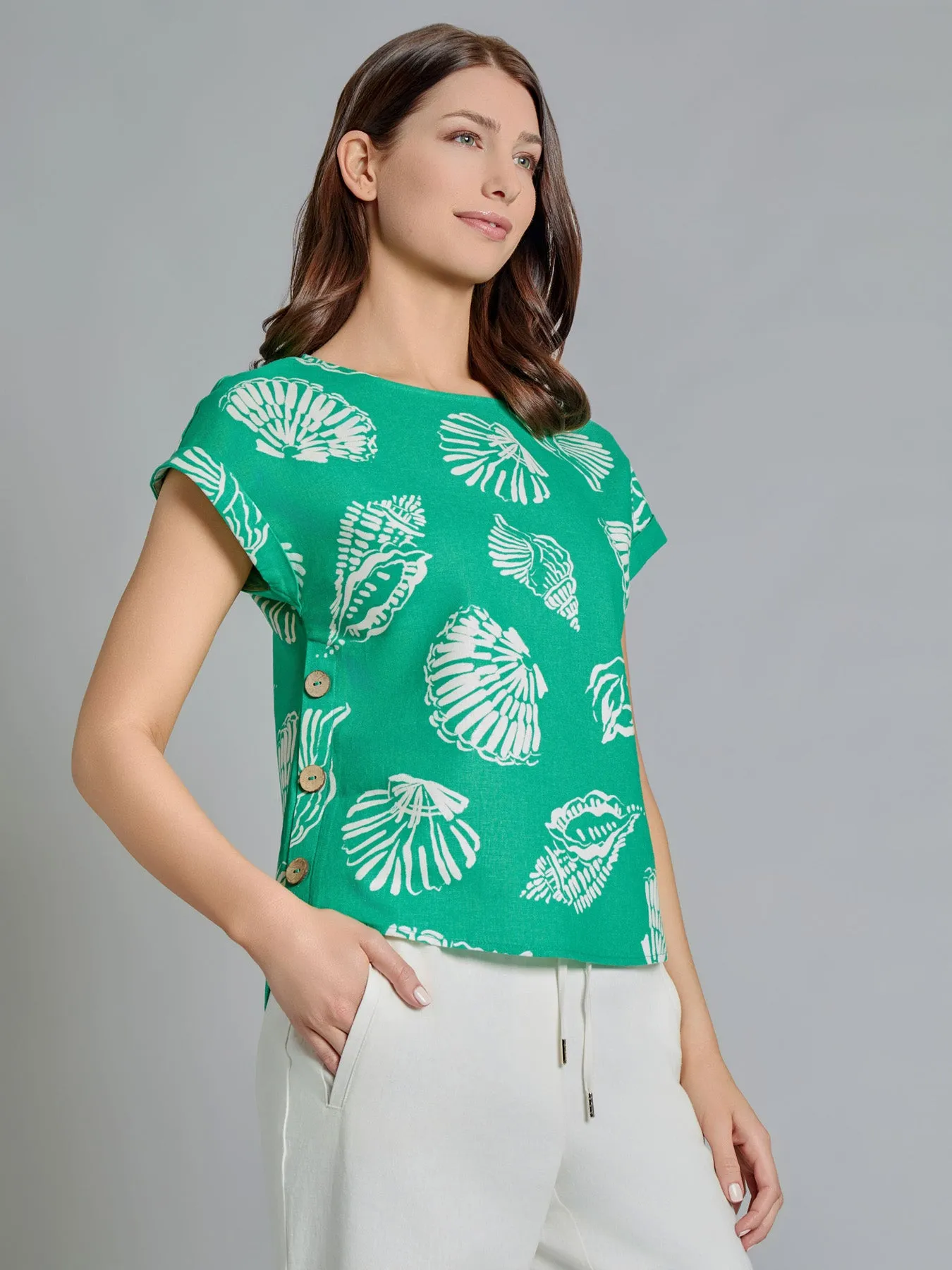 Button Detail Blouse, Linen Blend sold by Jones New York product image thumbnail 2