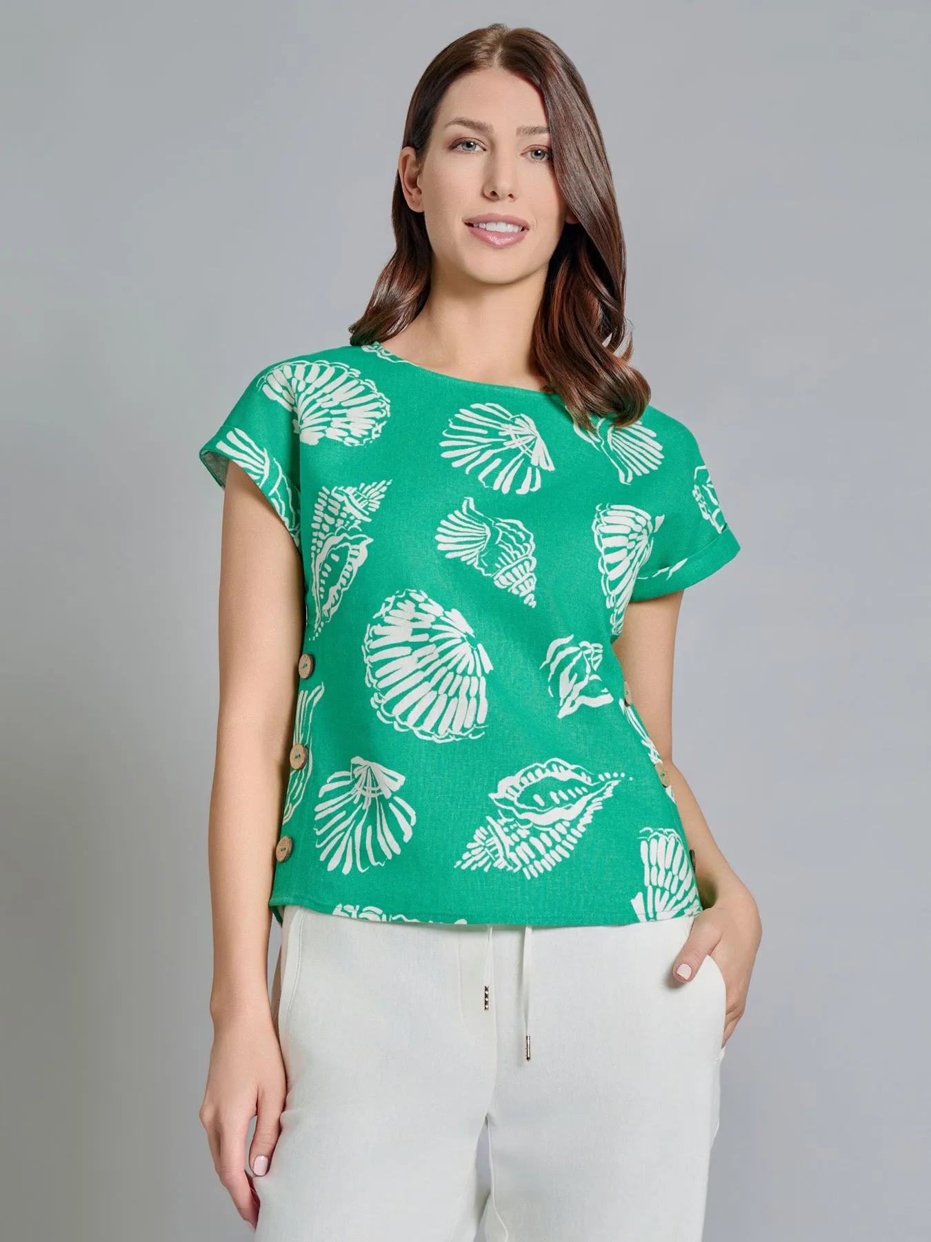 Button Detail Blouse, Linen Blend sold by Jones New York