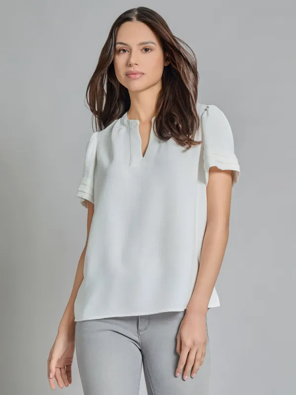 Split Neck Puff Sleeve Blouse sold by Jones New York