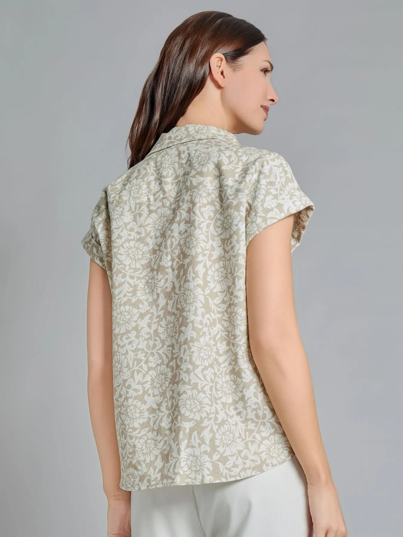 Tie-Front Button-Front Blouse, Linen Blend sold by Jones New York product image thumbnail 3