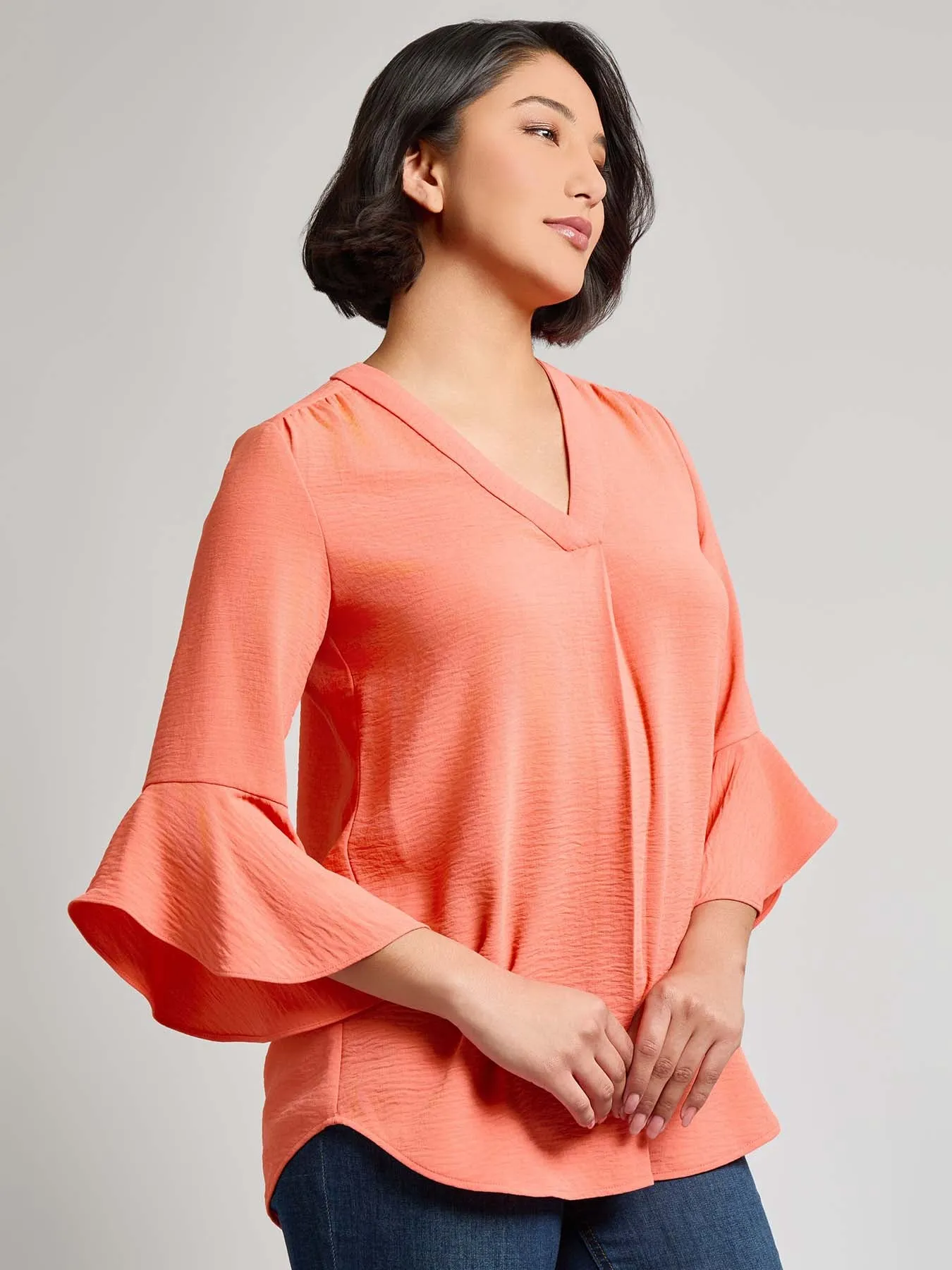 Flutter Sleeve Blouse, Textured Crepe sold by Jones New York product image thumbnail 2
