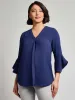 Flutter Sleeve Blouse, Textured Crepe sold by Jones New York