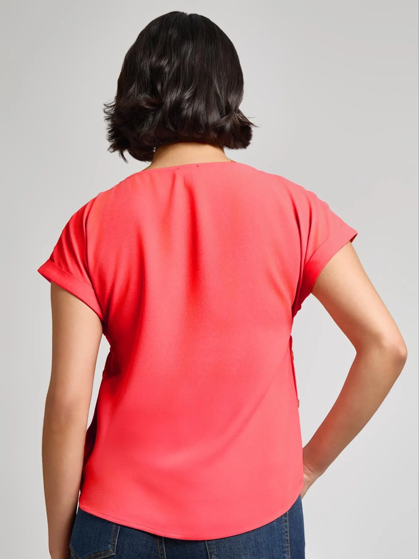 Button Detail Blouse, Jasper Crepe sold by Jones New York product image thumbnail 3