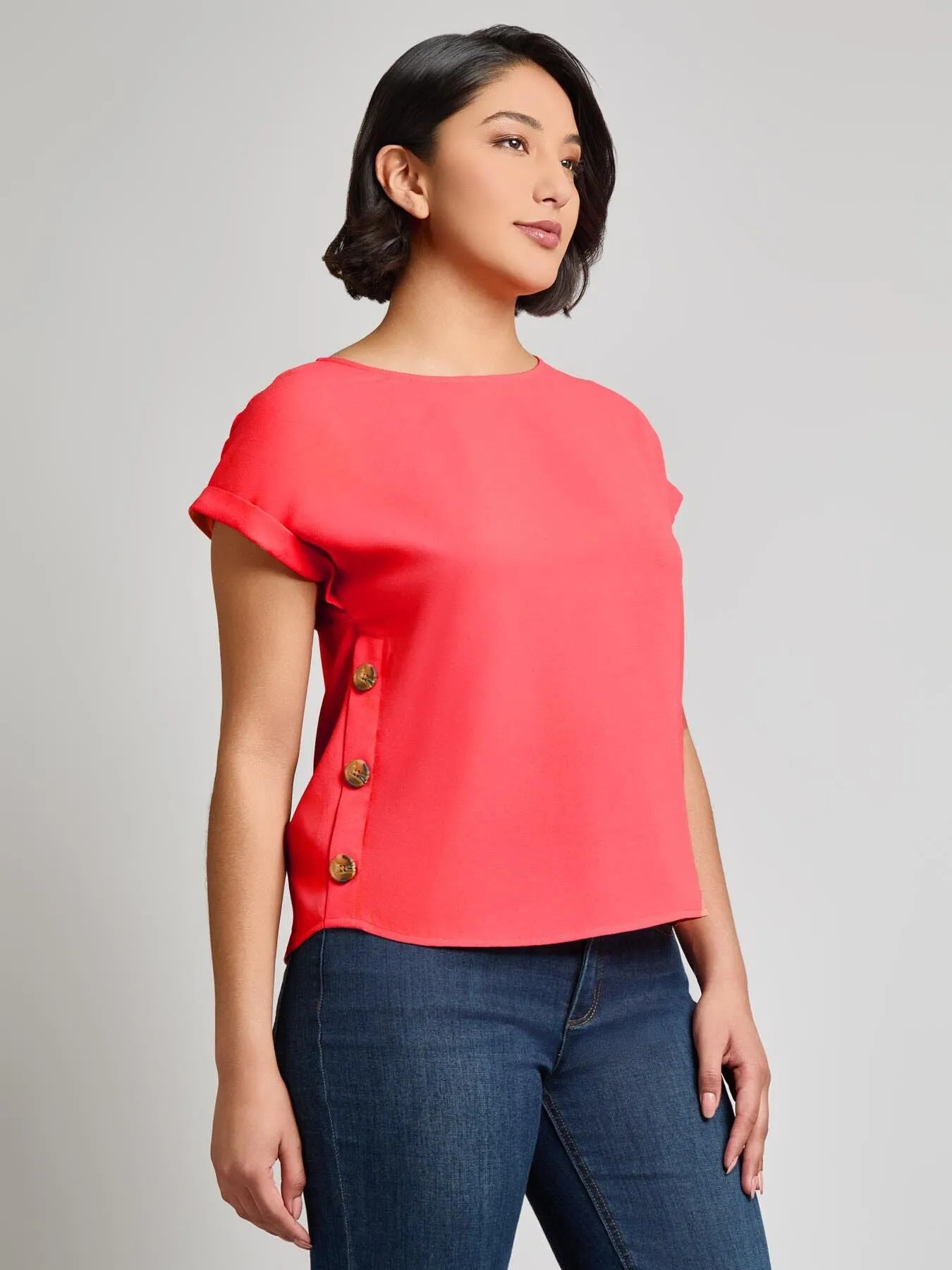 Button Detail Blouse, Jasper Crepe sold by Jones New York product image thumbnail 2