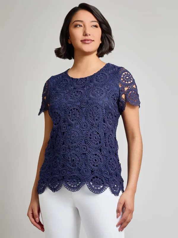 Petite Short Sleeve Lace Top sold by Jones New York
