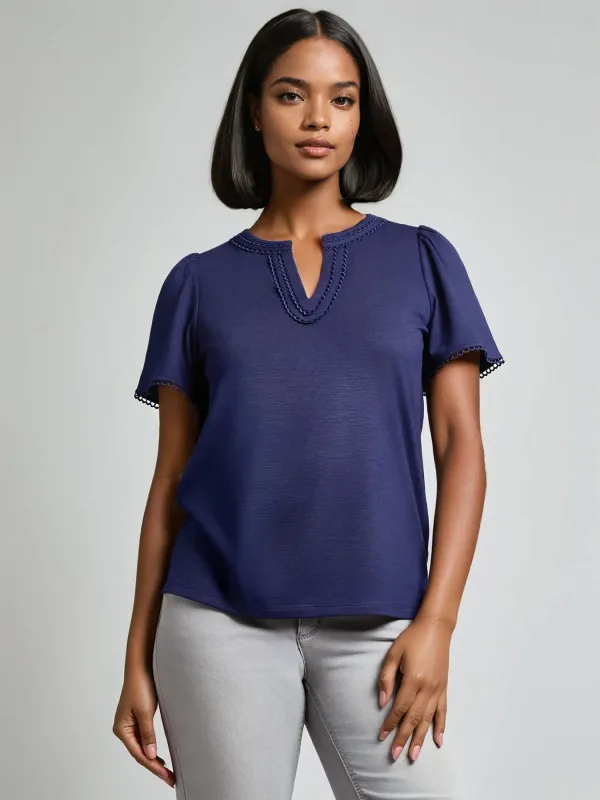 Petite Split Neck Flutter Sleeve Top sold by Jones New York