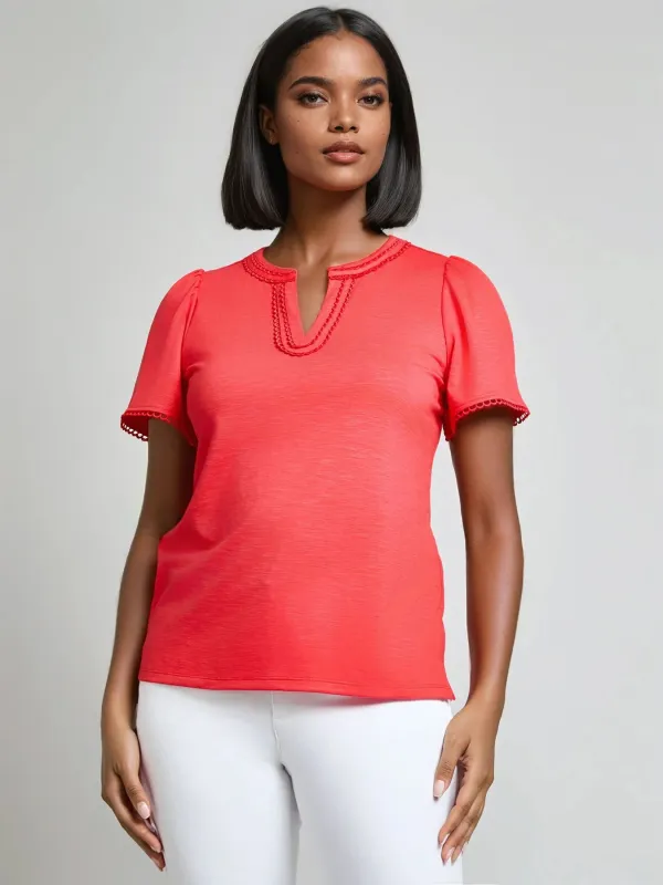Split Neck Flutter Sleeve Top sold by Jones New York