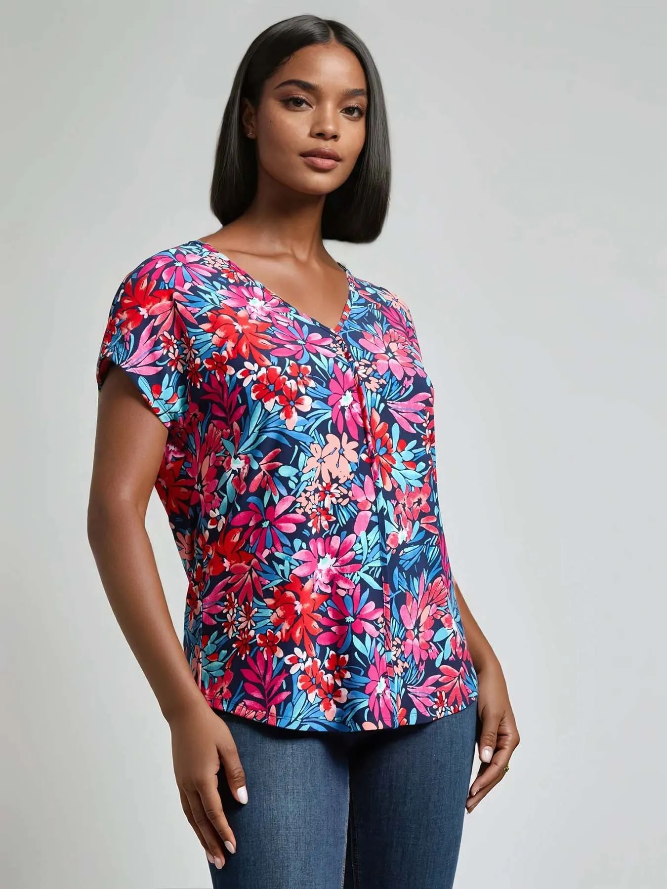 V-Neck Seam Detail Tee sold by Jones New York product image thumbnail 2