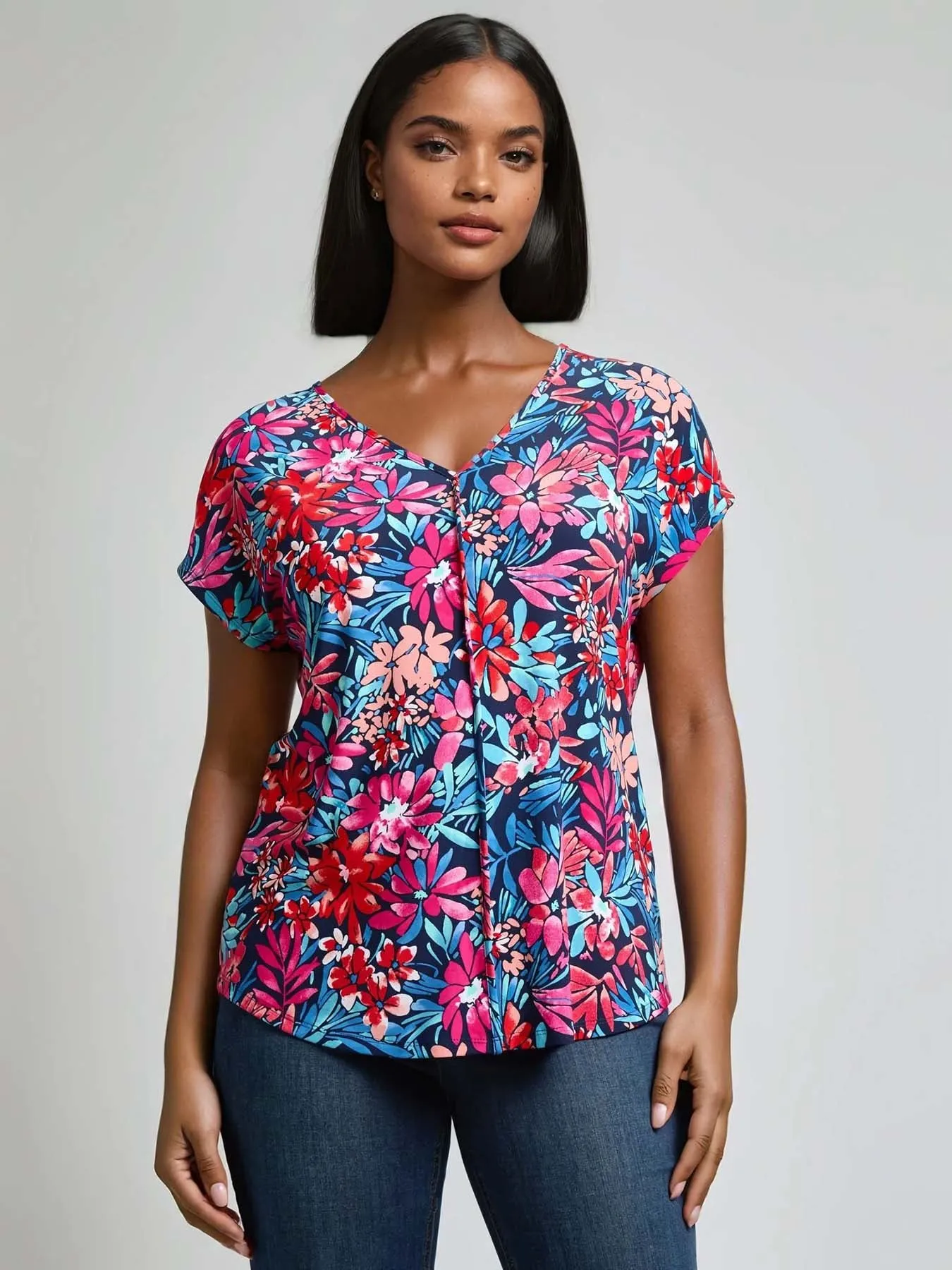 V-Neck Seam Detail Tee sold by Jones New York