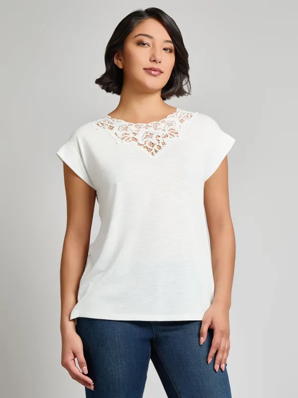 Plus Dolman Top With Inset Lace sold by Jones New York