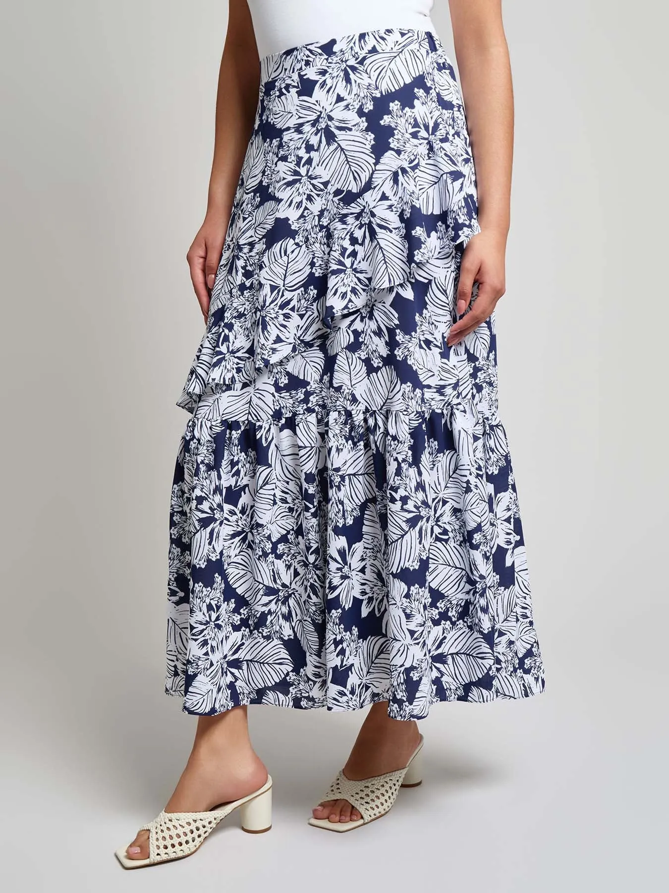 Pull-On Ruffle Maxi Skirt, Crepe de Chine sold by Jones New York product image thumbnail 2