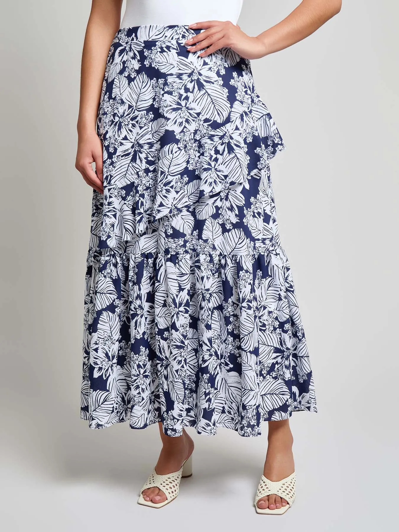 Pull-On Ruffle Maxi Skirt, Crepe de Chine sold by Jones New York