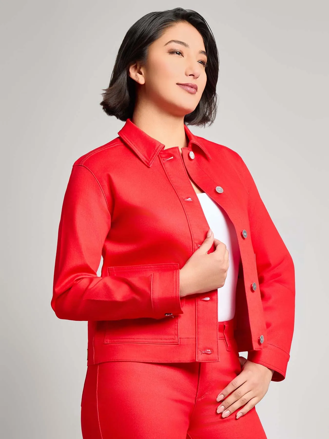 Patch Pocket Denim Jacket, Rouge sold by Jones New York product image thumbnail 3