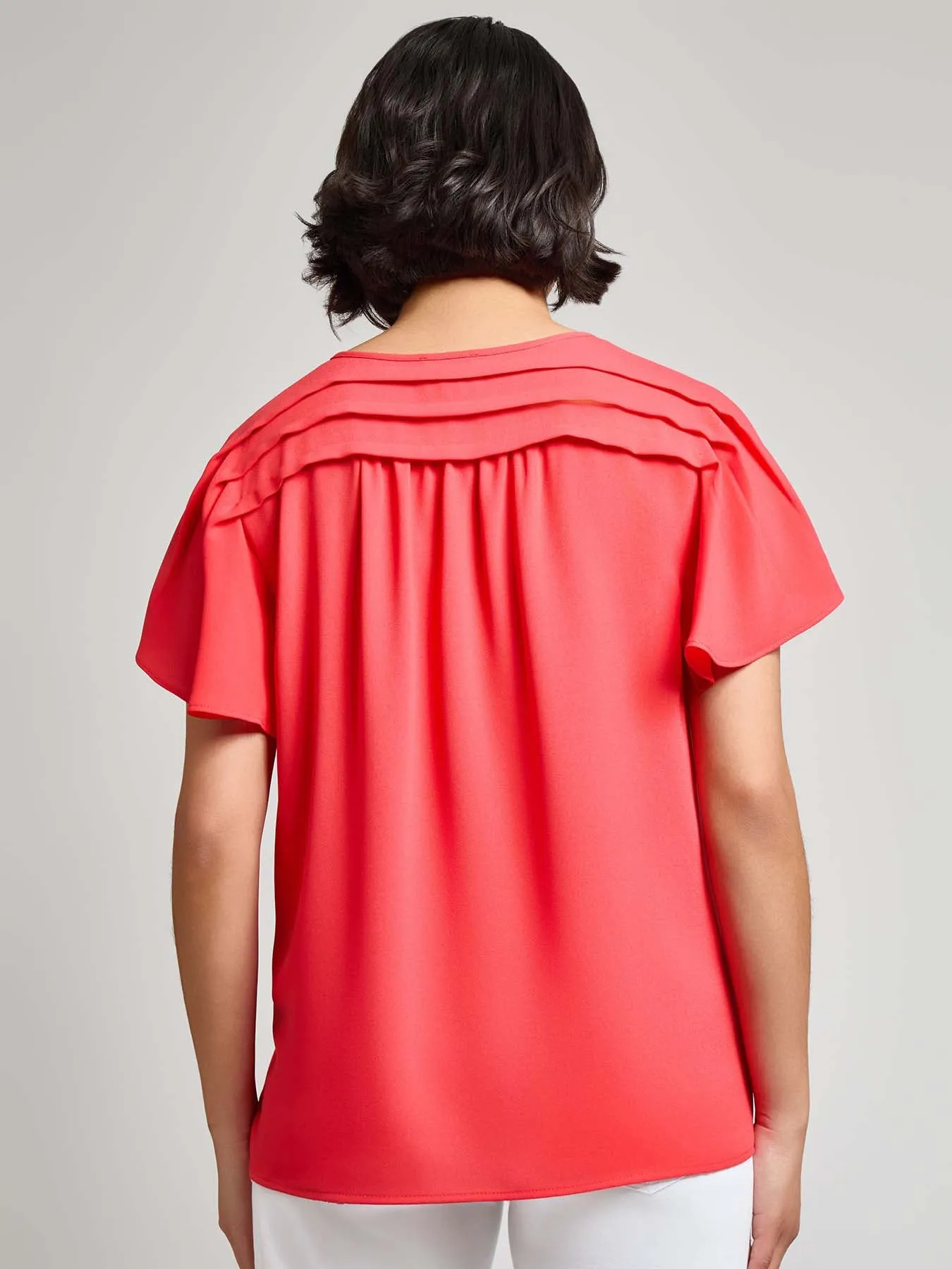 Pleated Shoulder Flutter Sleeve Blouse, Jasper Crepe sold by Jones New York product image thumbnail 3