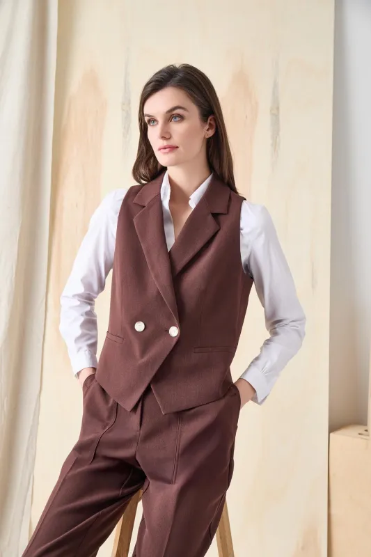 Double Breasted Vest, Stretch Crepe made by Jones New York