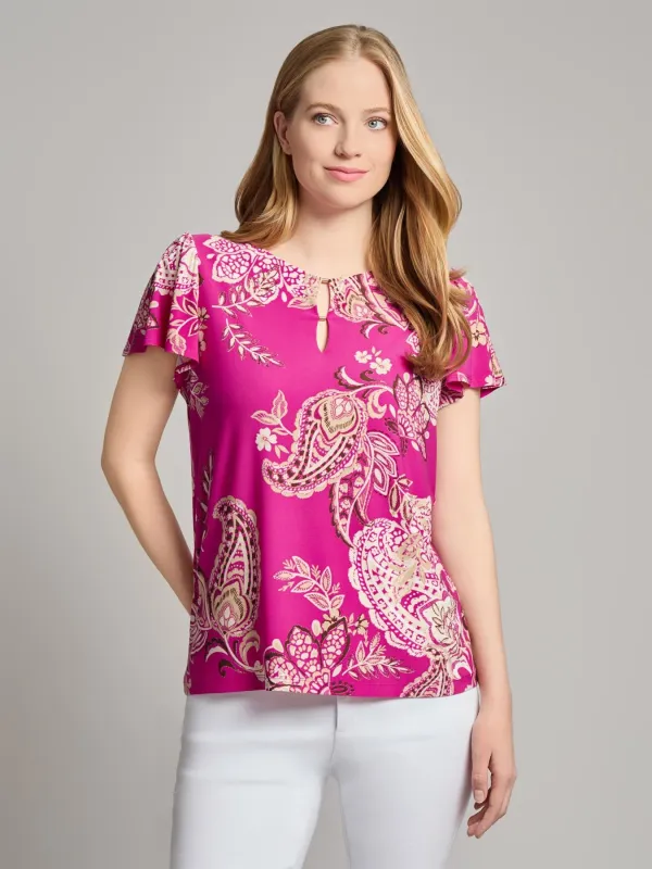 Flutter Sleeve Keyhole Neckline Top sold by Jones New York