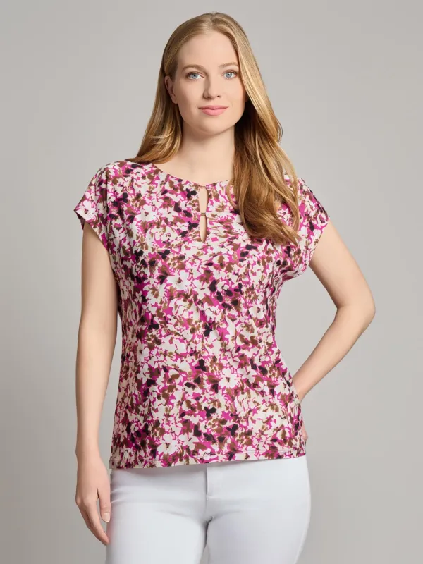 Drop Shoulder Keyhole Neckline Top sold by Jones New York