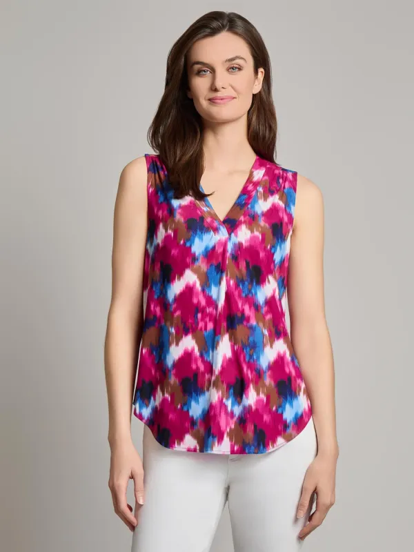 Plus Sleeveless V-Neck Pleat Front Blouse sold by Jones New York