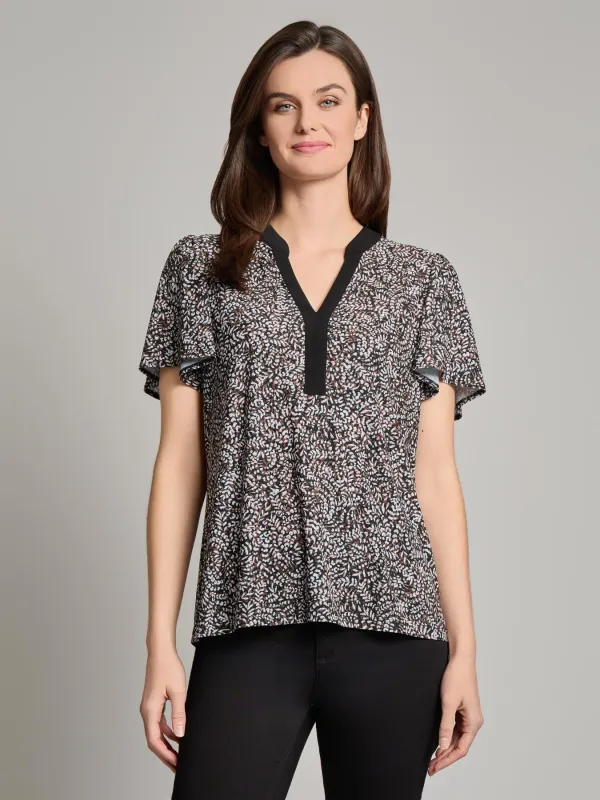 Flutter Sleeve Split Neck Top sold by Jones New York