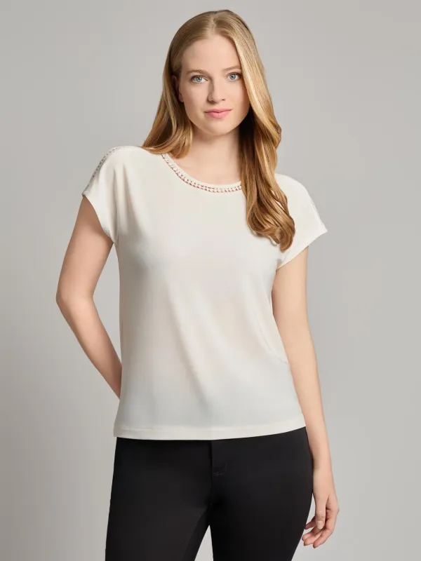 Extended Shoulder Trim Neck Top, Knit Jersey sold by Jones New York