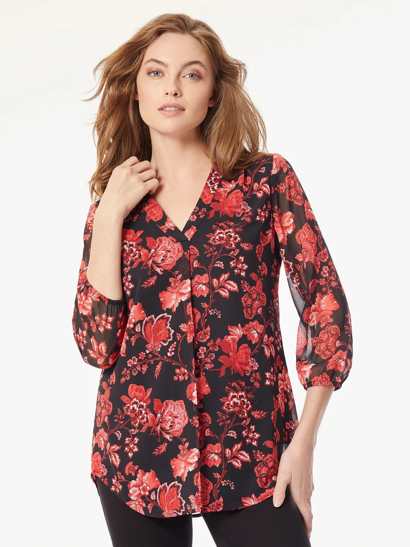 Chiffon V-Neck Kelly Blouse sold by Jones New York