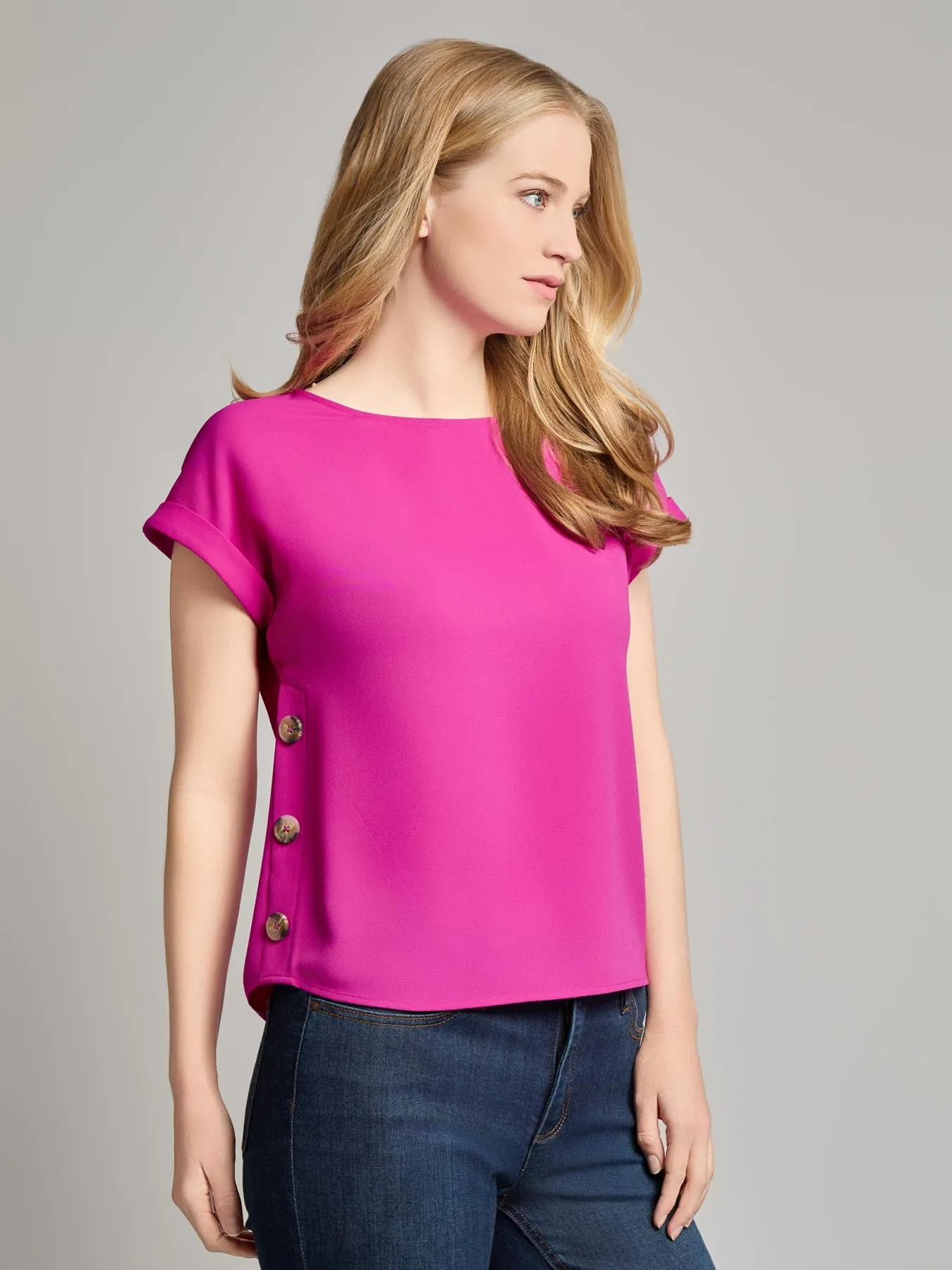 Button Detail Blouse, Jasper Crepe sold by Jones New York product image thumbnail 2