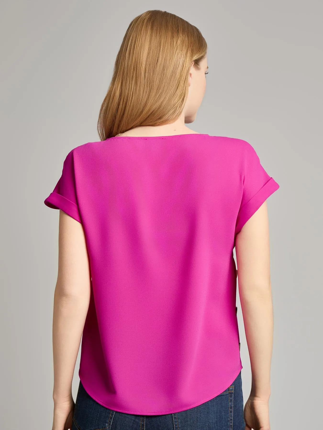 Button Detail Blouse, Jasper Crepe sold by Jones New York product image thumbnail 3